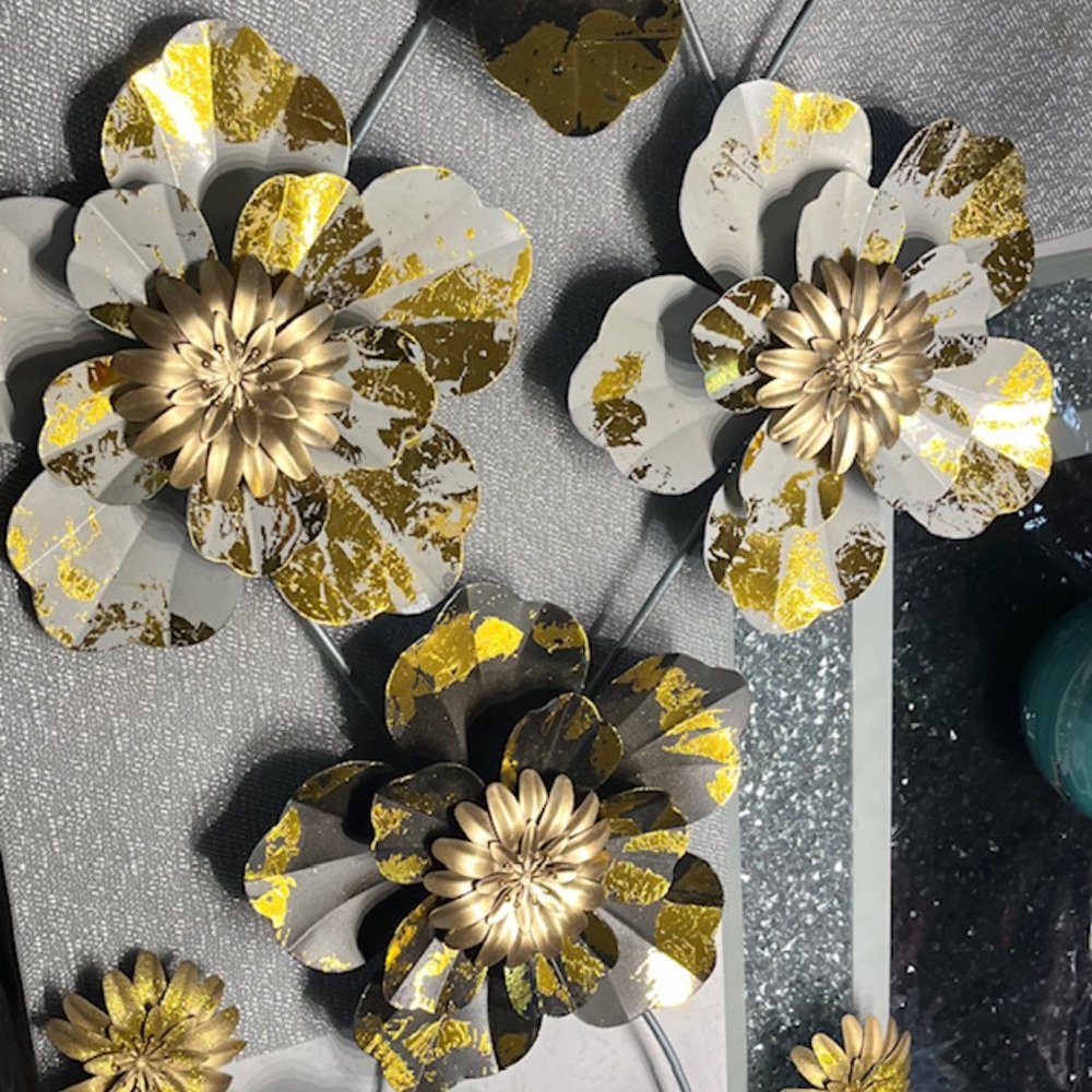 flowers wall art metal multicolored